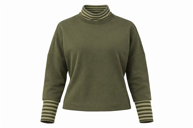Combo Mock Neck Sweatshirt in Dark Olive Olive by Dot
