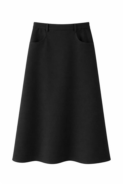 Cool Wool A Line Pull On Maxi Skirt in Black by Diciannove