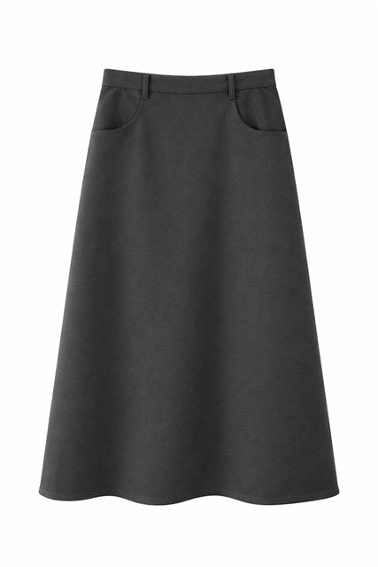 Cool Wool A Line Pull On Maxi Skirt in Charcoal by Diciannove