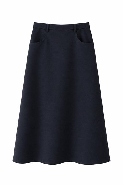 Cool Wool A Line Pull On Maxi Skirt in Dark Navy by Diciannove