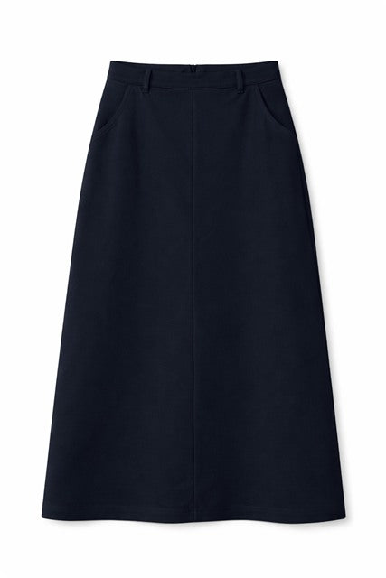 Cool Wool Midi Straight Pocket Skirt