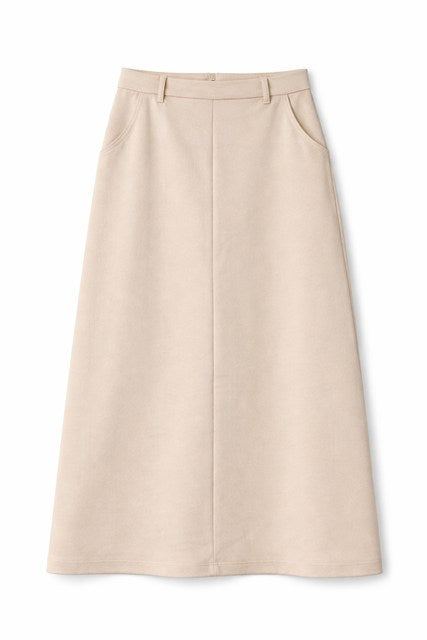 Cool Wool Midi Straight Pocket Skirt in Oatmeal by Diciannove