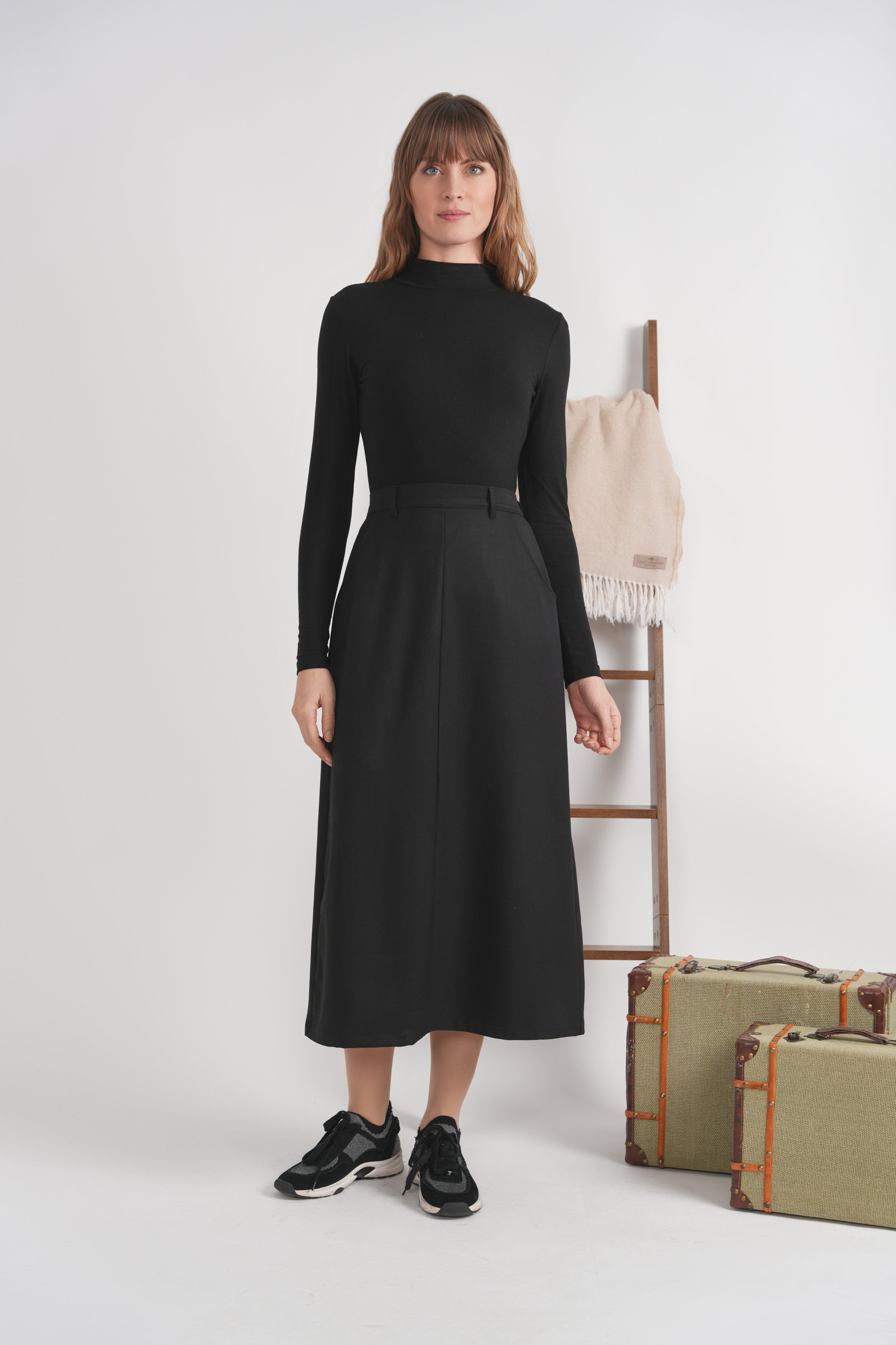 Cool Wool Midi Straight Pocket Skirt in by Diciannove