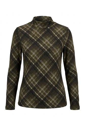 Stretch Knit Mock Neck Top in Olive by NYC Factory