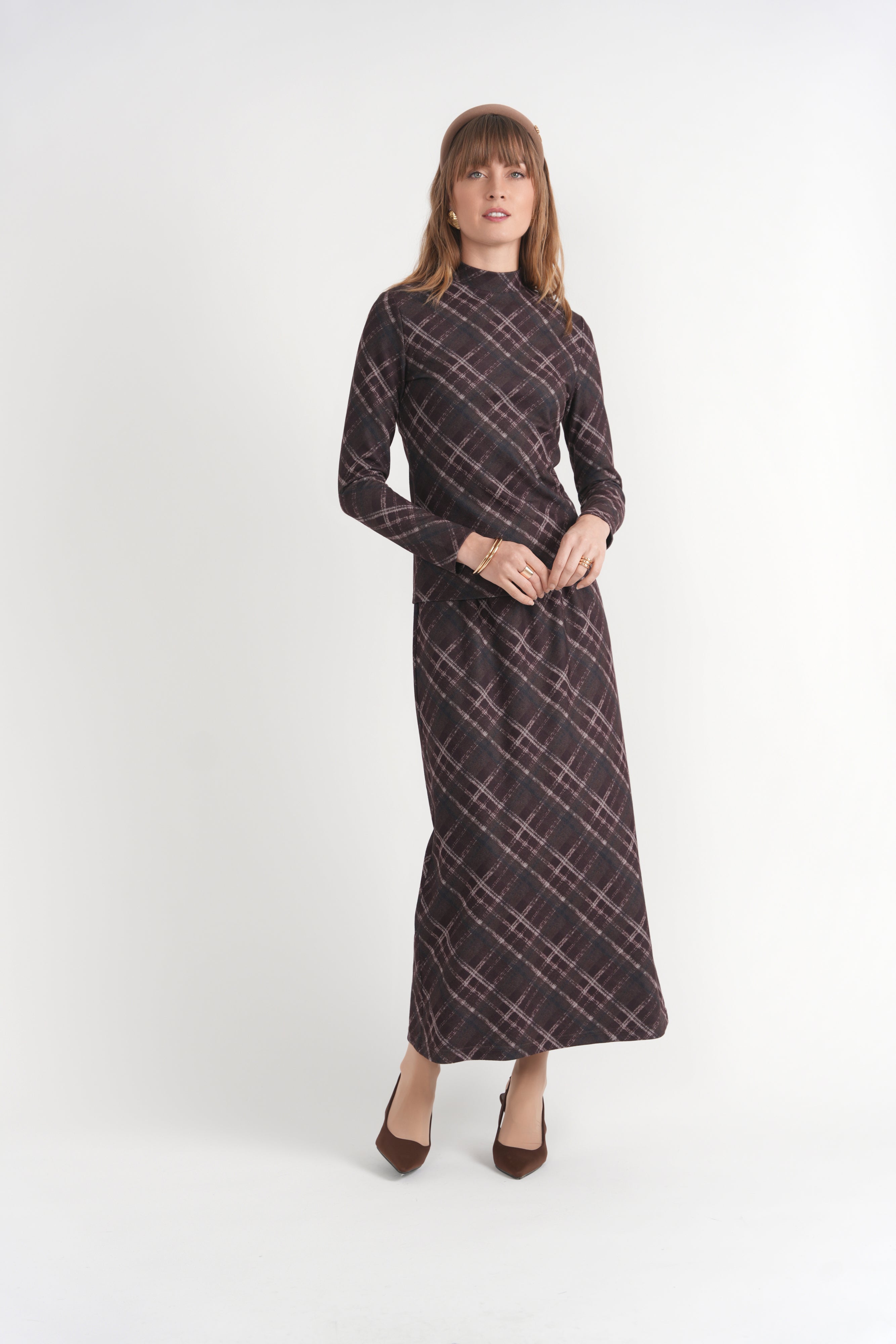 Stretch Knit Mock Neck Top in by NYC Factory