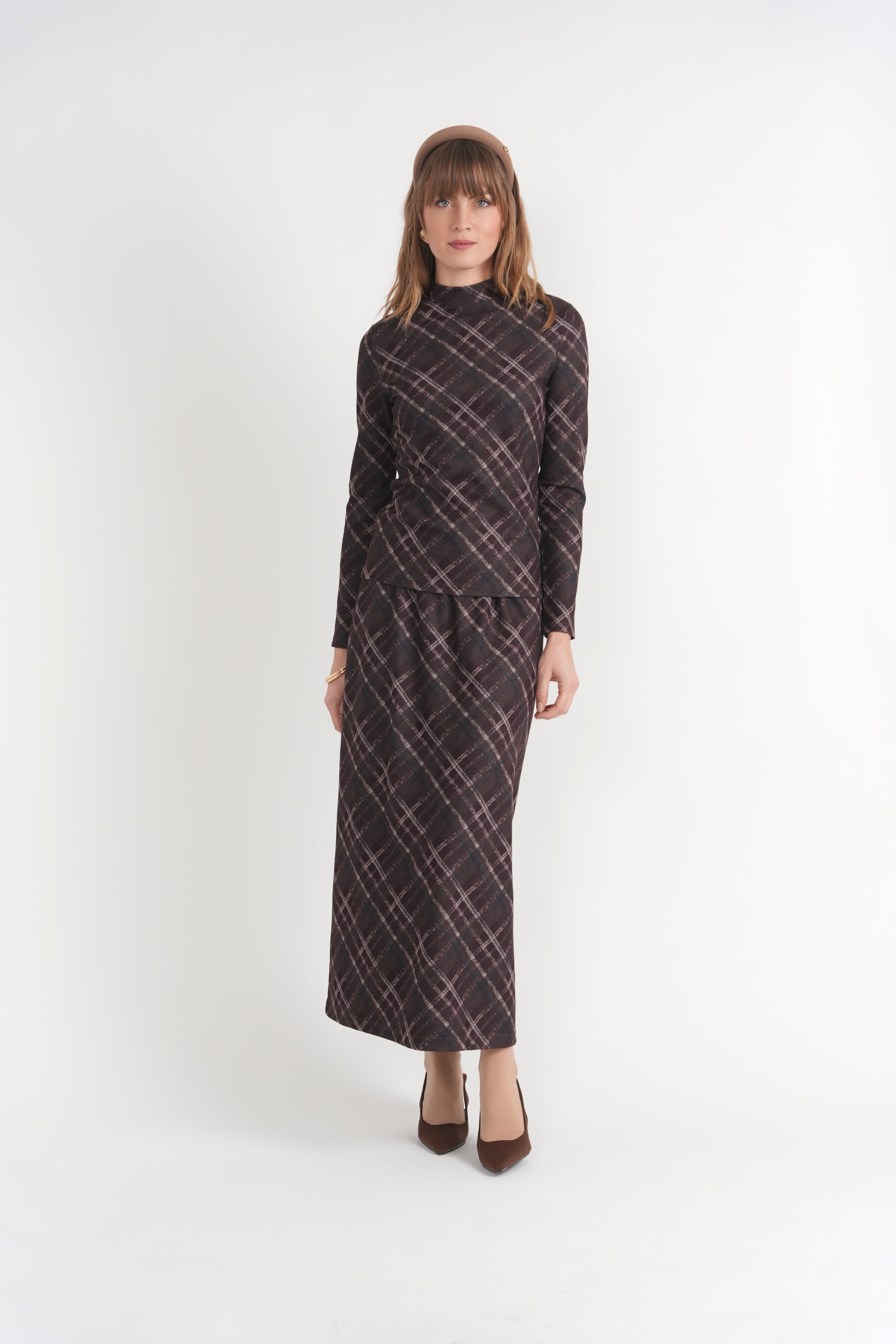 Stretch Knit Midi Skirt in by NYC Factory