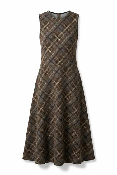 Plaid Knit Midi Jumper in Olive by NYC Factory