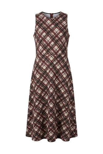 Plaid Knit Midi Jumper in Wine by NYC Factory