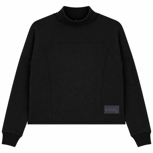 Turtle Neck Sweatshirt Rib Combo in Black by Spades