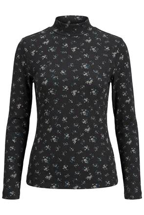 Printed Micro Mock Neck Tee in Black by Riff