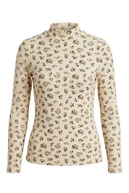 Printed Micro Mock Neck Tee in Cream by Riff