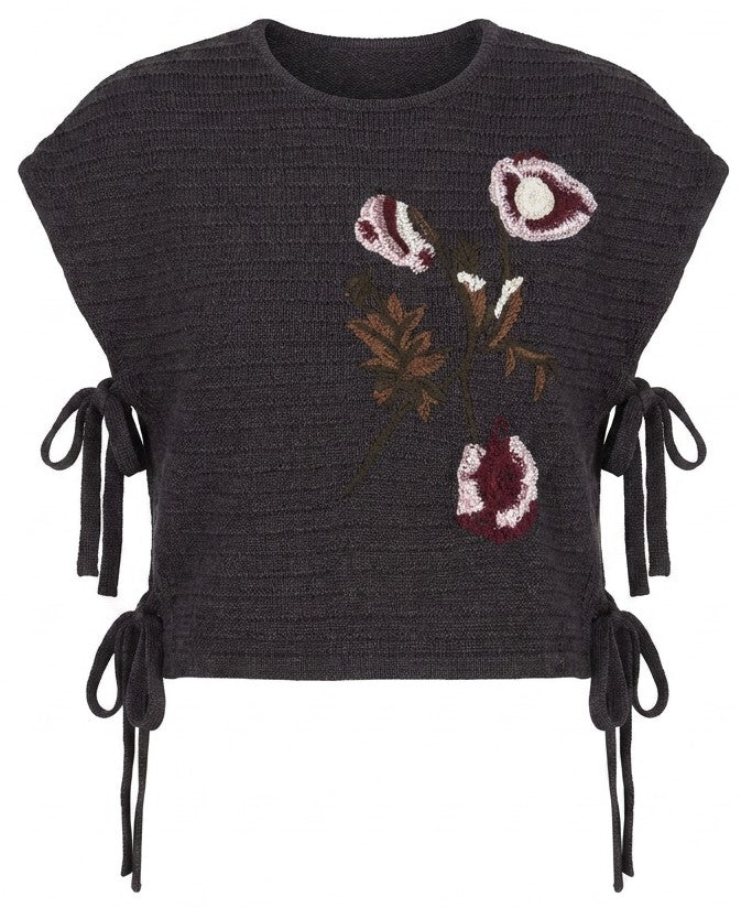 Floral Sweater Vest in Charcoal Mix by Vivid