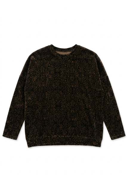 Printed Velour Dolman Sweatshirt in Black Cocoa by Dot
