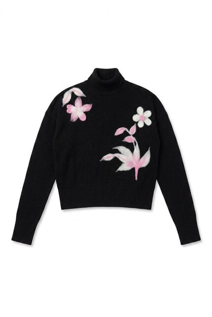 Cropped Knit Turtle Neck in Black by Versatile