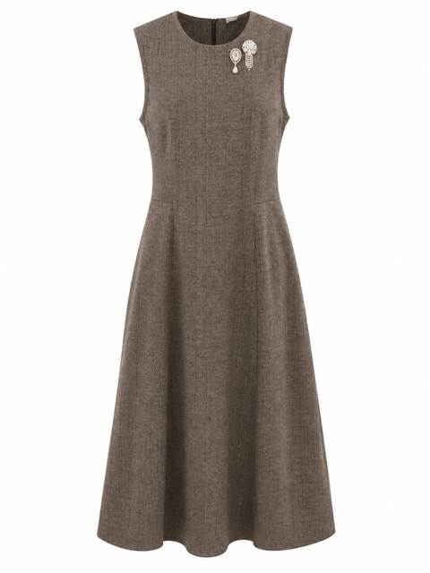 Herringbone Midi Jumper in Chocolate by Mademoiselle
