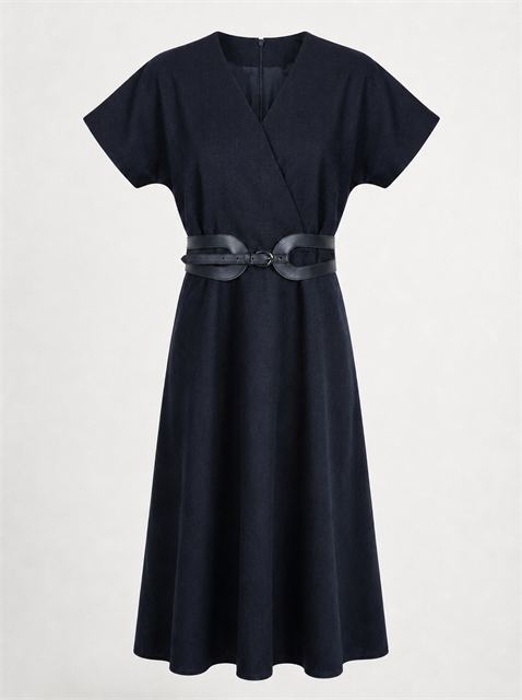 Checked Wool Jumper in Navy by The Norway Club