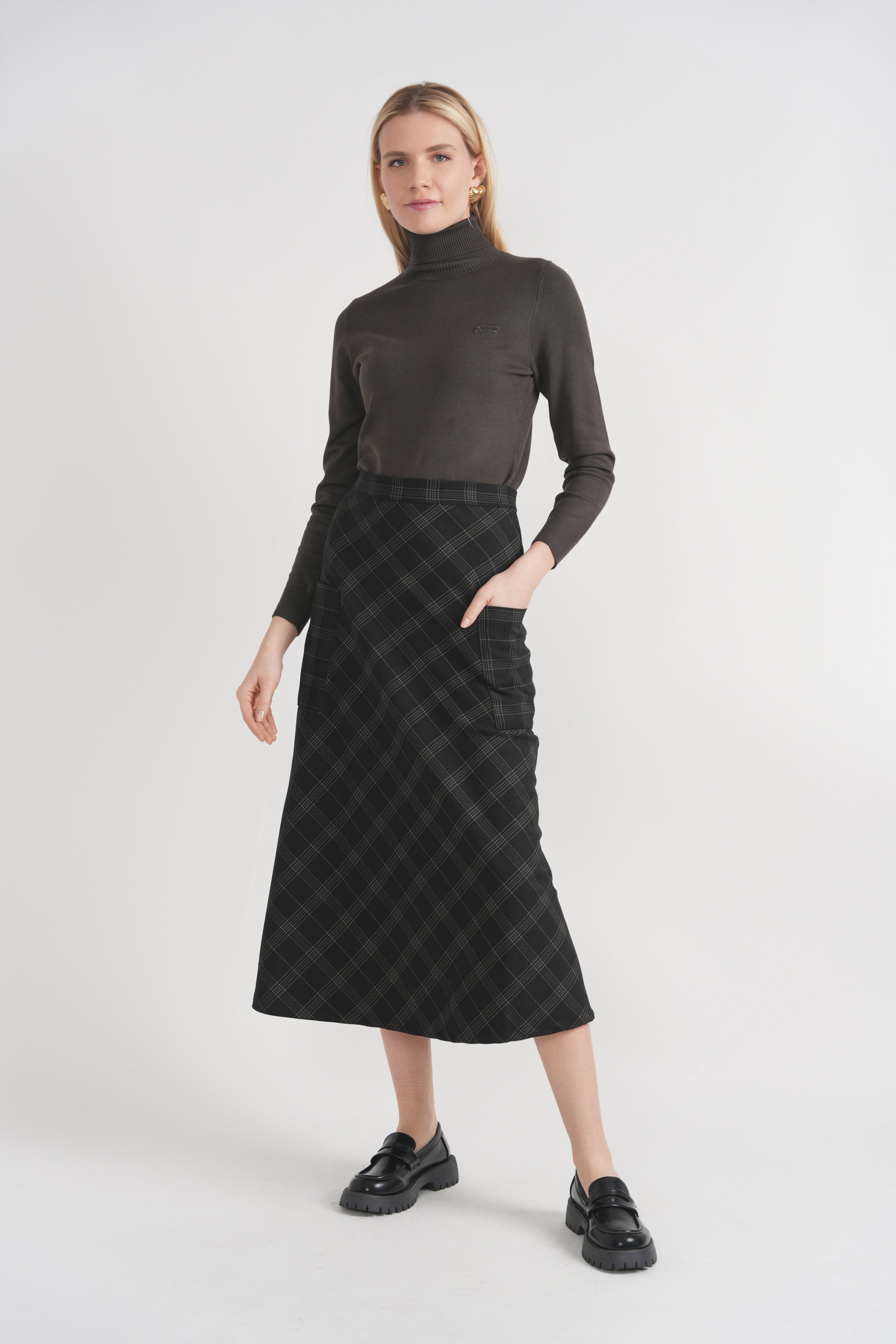 Plaid Corduroy Pocket Skirt in by Faves