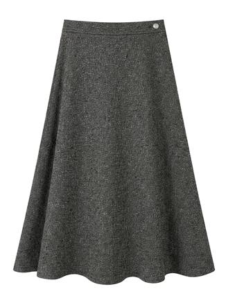 Tweed Button Side Midi Skirt in Black by Viva K