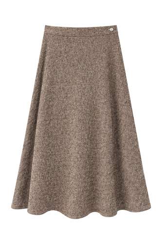 Tweed Button Side Midi Skirt in Mocha by Viva K