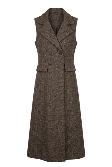 Double Breasted Tweed Trench Jumper in Chocolate by Viva K