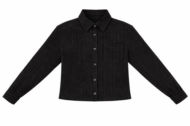 Corduroy Cropped Blouse in Black by Marjun