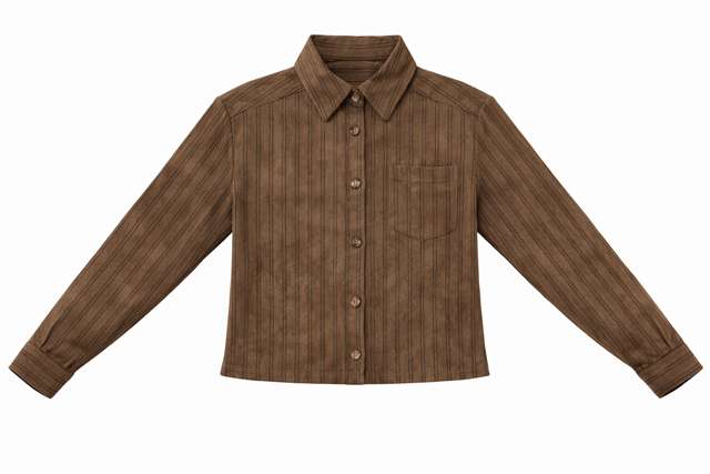 Corduroy Cropped Blouse in Chocolate by Marjun