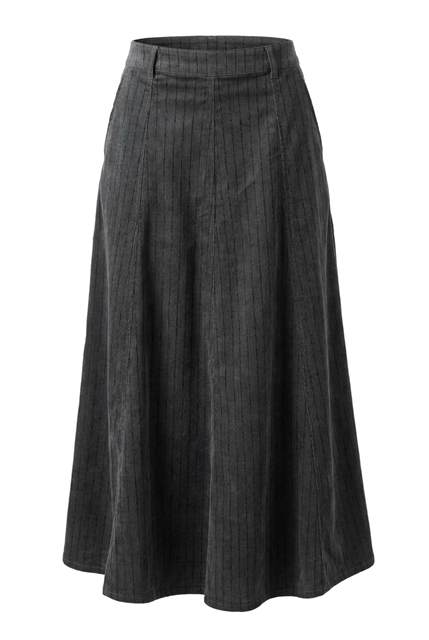 Corduroy Stripe Maxi A Line Skirt in Charcoal by Faves