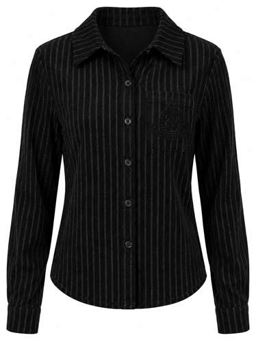 Corduroy Stripe Cropped Jacket in Black by Faves