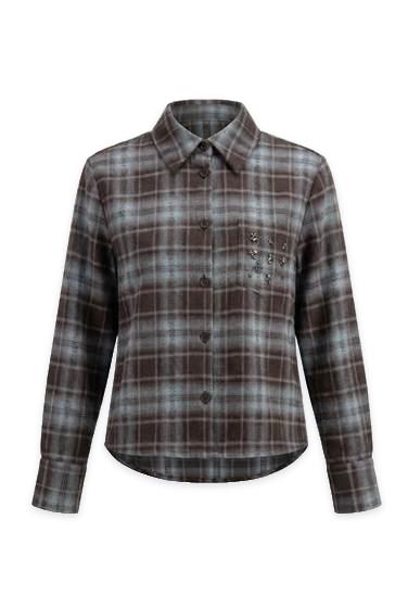 Wool Flannel Plaid Shirt in Coffee by Midi