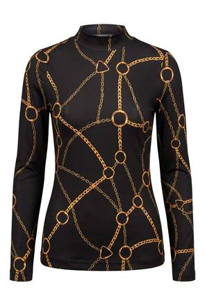 Printed Micro Mock Neck Tee in by Vivid