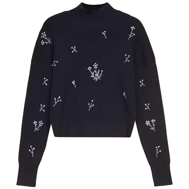 Diamond Applique Turtle Neck Sweater in Black by Versatile