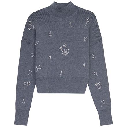 Diamond Applique Turtle Neck Sweater in Charcoal Mix by Versatile
