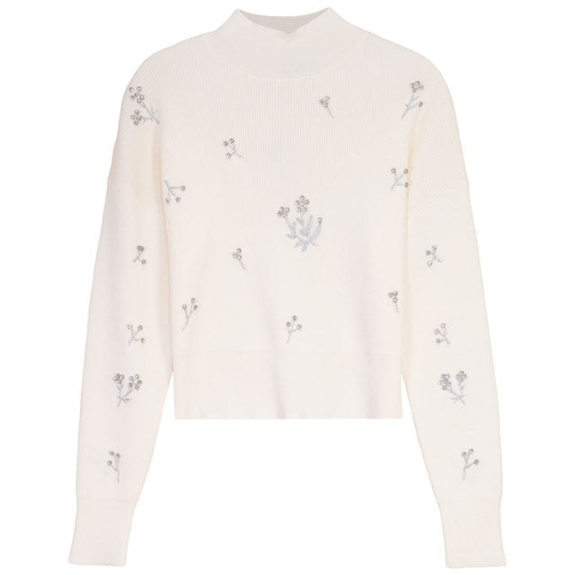 Diamond Applique Turtle Neck Sweater in Cream by Versatile