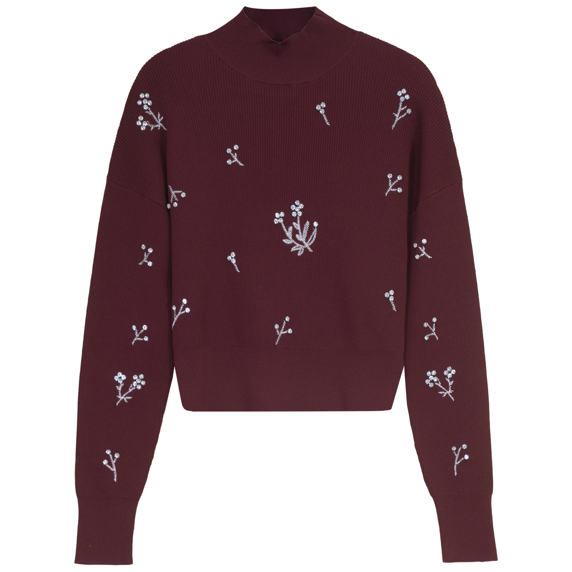 Diamond Applique Turtle Neck Sweater in Dark Wine by Versatile