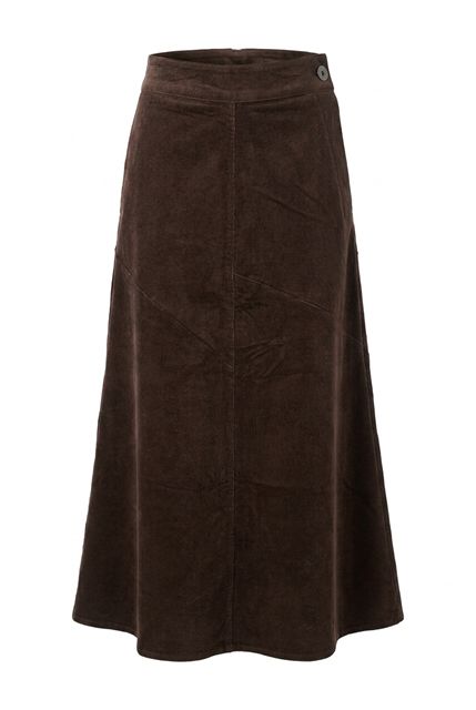 Stretch Corduroy Maxi Panel Skirt in Cocoa by Faves