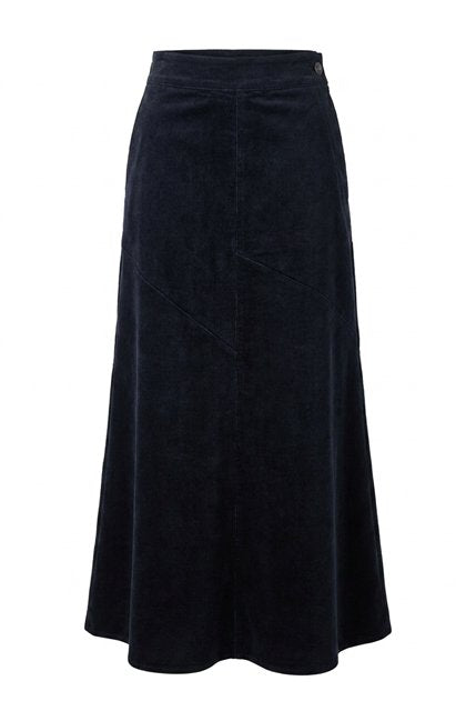 Stretch Corduroy Maxi Panel Skirt in Dark Navy by Faves