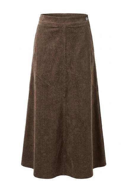Stretch Corduroy Maxi Panel Skirt in Mocha by Faves