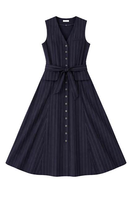 Pin Striped Button Jumper in Dark Navy by La Vida