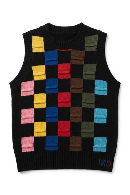 Multi Color Knit Vest in Black by Index