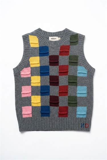 Multi Color Knit Vest in Grey Mix by Index