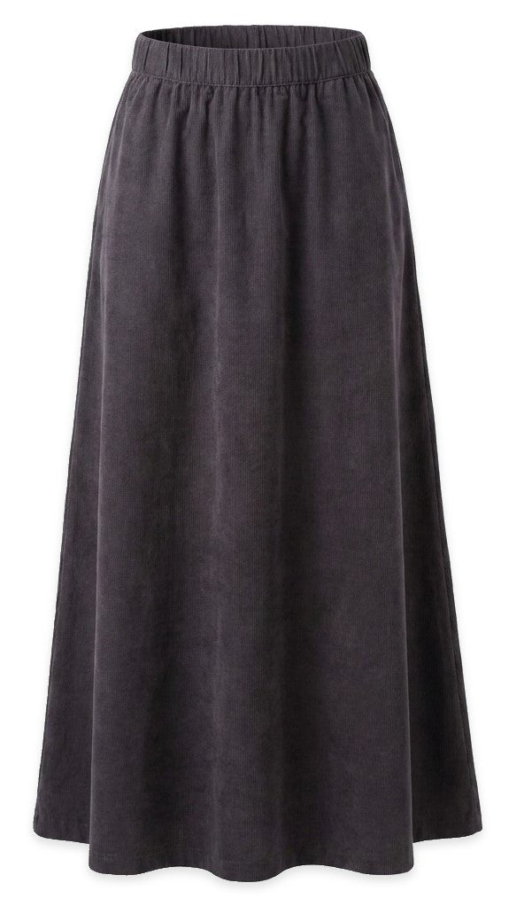 Maxi Corduroy Pull On Skirt in Navy by Ulla Maxi