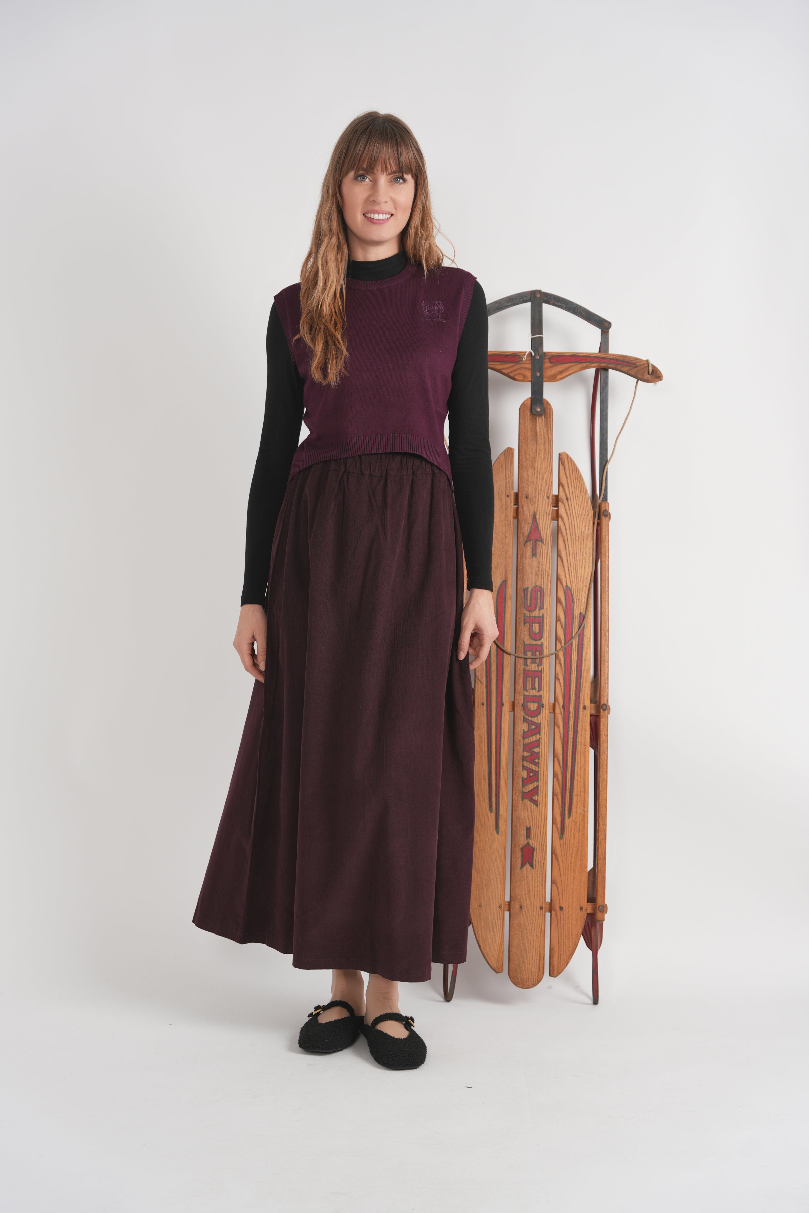Maxi Corduroy Pull On Skirt