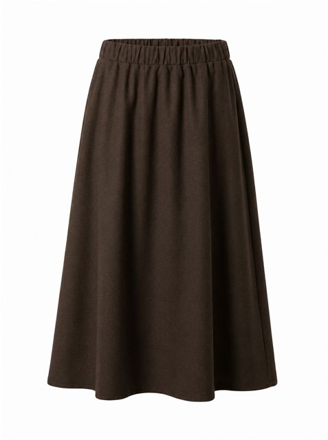 Stretch Wool Pull On Skirt in Coffee by Marjun
