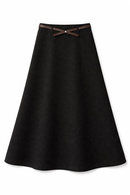 Brushed Cotton Maxi Skirt in Black by Faves