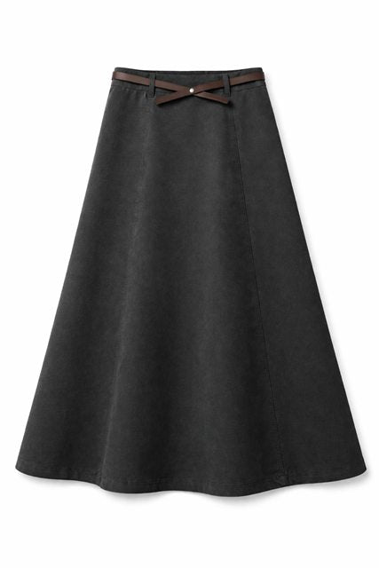 Brushed Cotton Maxi Skirt in Charcoal by Faves