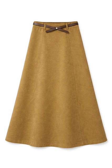 Brushed Cotton Maxi Skirt in Taupe by Faves