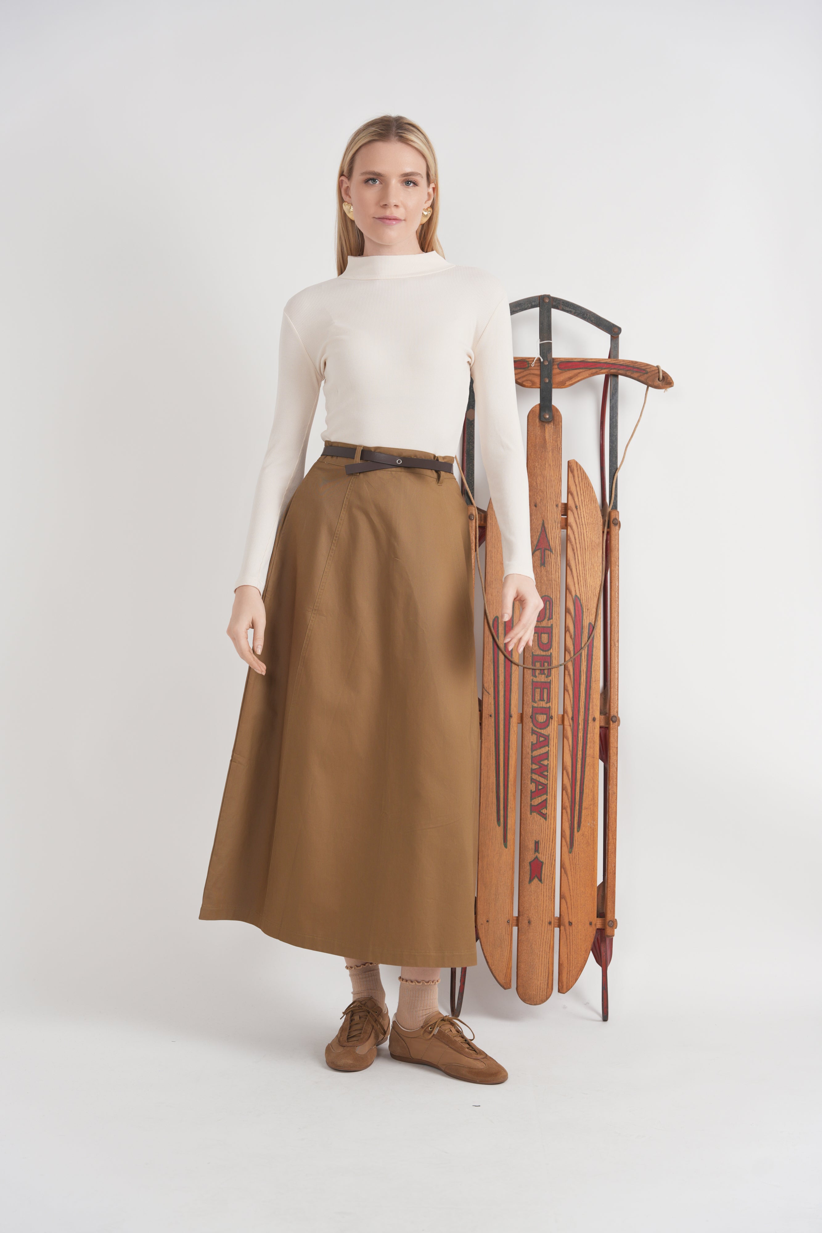 Brushed Cotton Maxi Skirt in by Faves