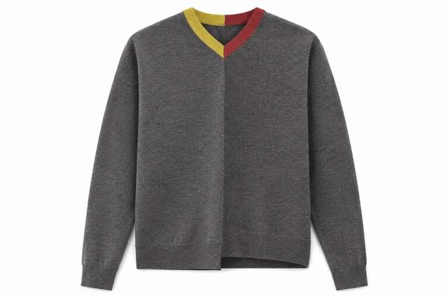 Two Tone High Low Sweater in Black Charcoal Mix by Index