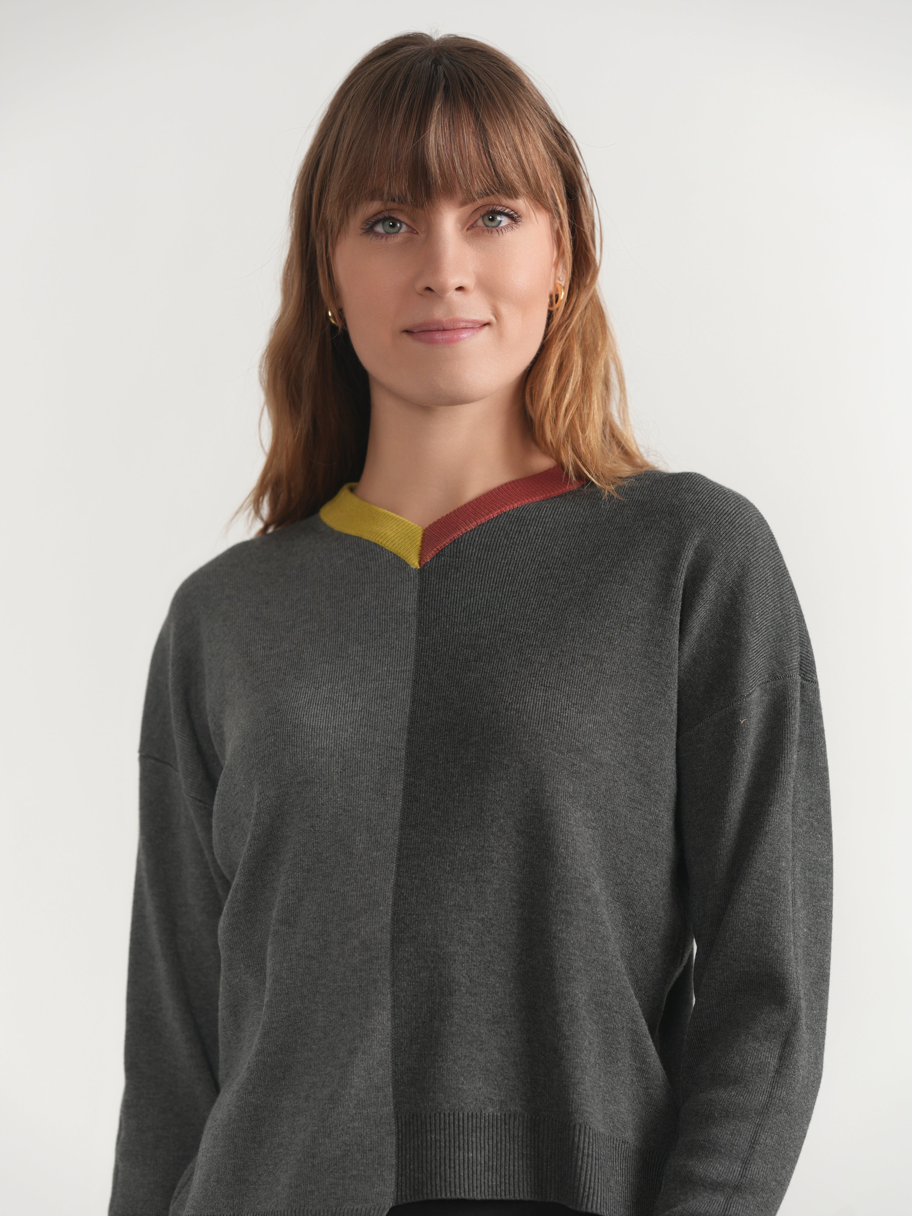 Two Tone High Low Sweater in by Index