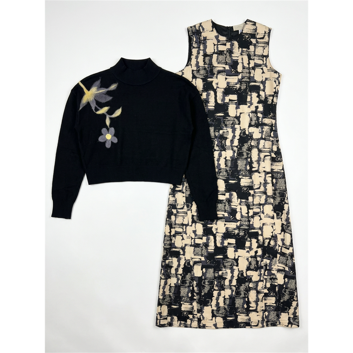Printed Satin Jumper Set in Black Vanilla by Versatile